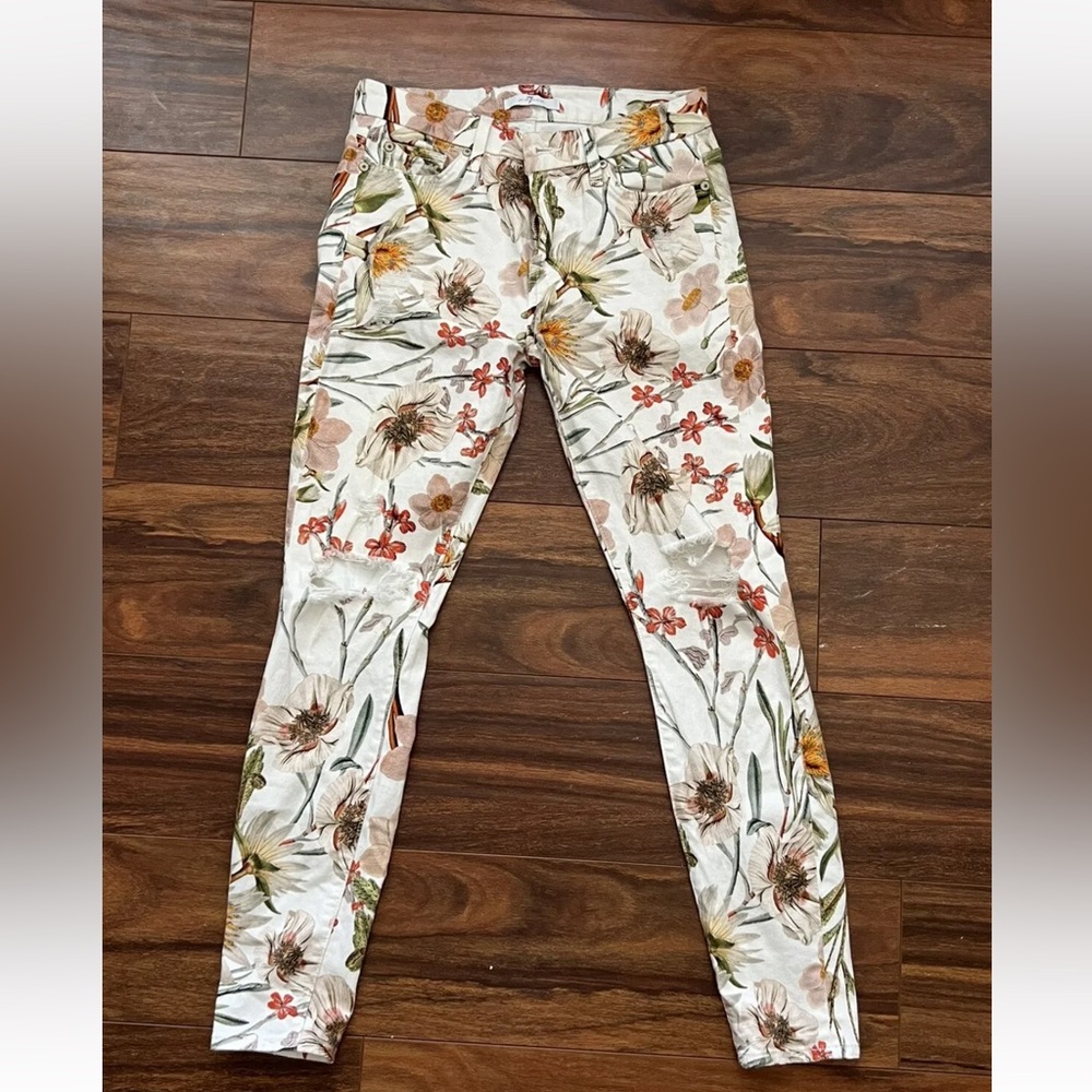 7 For All Mankind The Ankle Skinny Floral Jeans